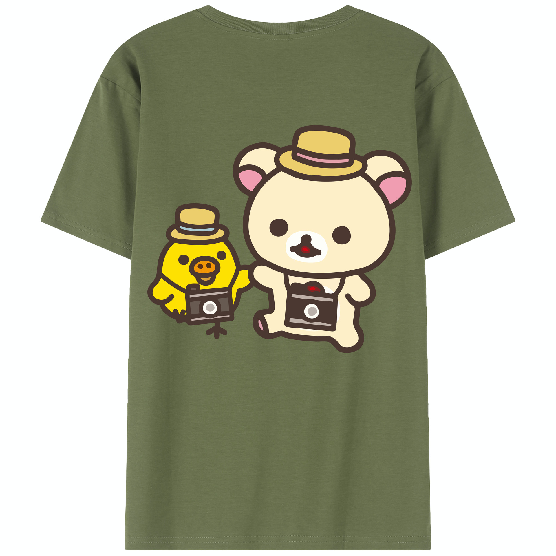 （画像用） リラックマ リラックマ キイロイトリ Rilakkuma Korilakkuma Kiiroitori 綿100％半袖Tシャツ（背面プリント）